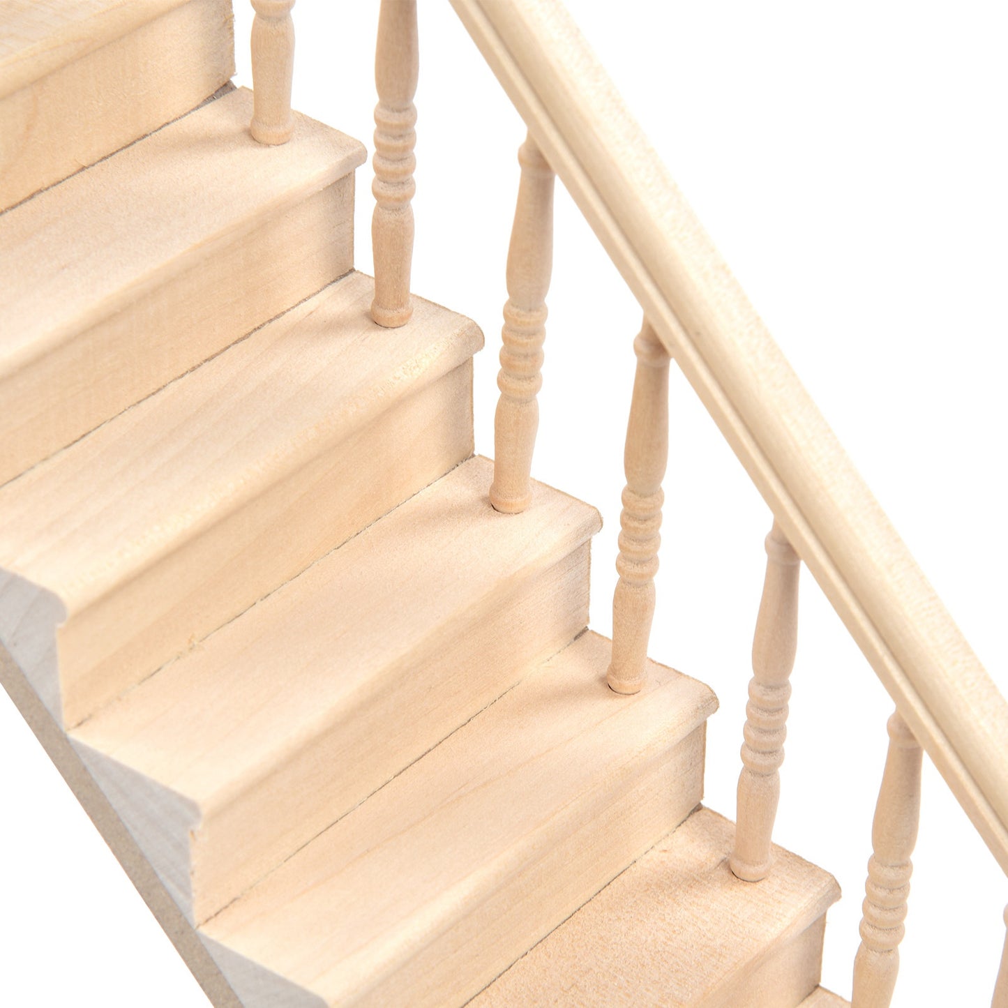 Dollhouse Stairs Smooth Rounded Corners Birch Material DIY Vivid Cute 1/12 Scale Miniature Staircase for Crafts