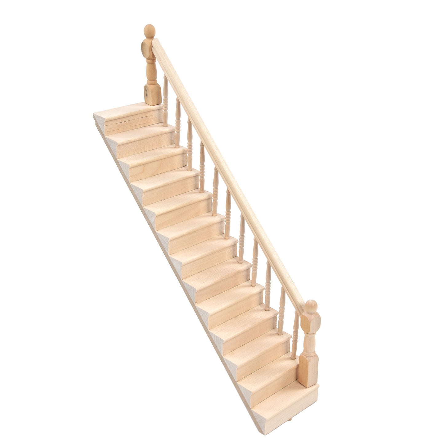 Dollhouse Stairs Smooth Rounded Corners Birch Material DIY Vivid Cute 1/12 Scale Miniature Staircase for Crafts