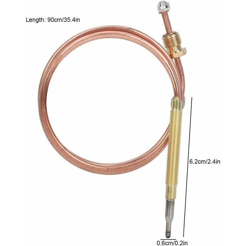 Universal Thermocouple, Temperature Sensor with Nuts, Replacement Thermocouple Kit Adapters for Gas Ovens, Induction Cooktops, Gas Stoves, Heaters