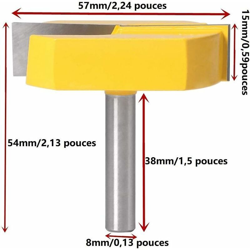 Router, Edge Router, 8mm Router, Bottom Cleaning Router, T-Slot Routers, 8x57mm Bottom, Yellow Blade, from DE