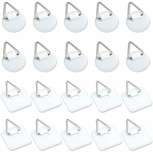 50-Pack 1\" Invisible Adhesive Hangers, Self-Adhesive Vertical Wall Plaque Hangers, Wall Plaques for Plates, Pictures, Decorative Art (White)