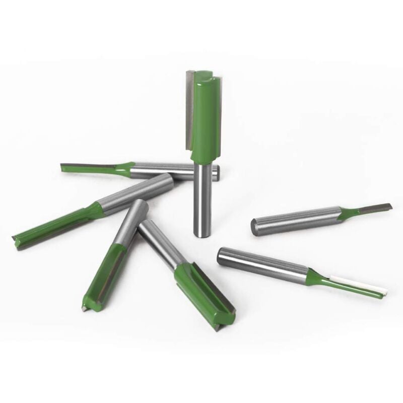 6mm Straight Router Bit Set, 7 Pieces Woodworking Carbide Straight Groove Router Bits for Wood, Compatible with Bosch, Makita