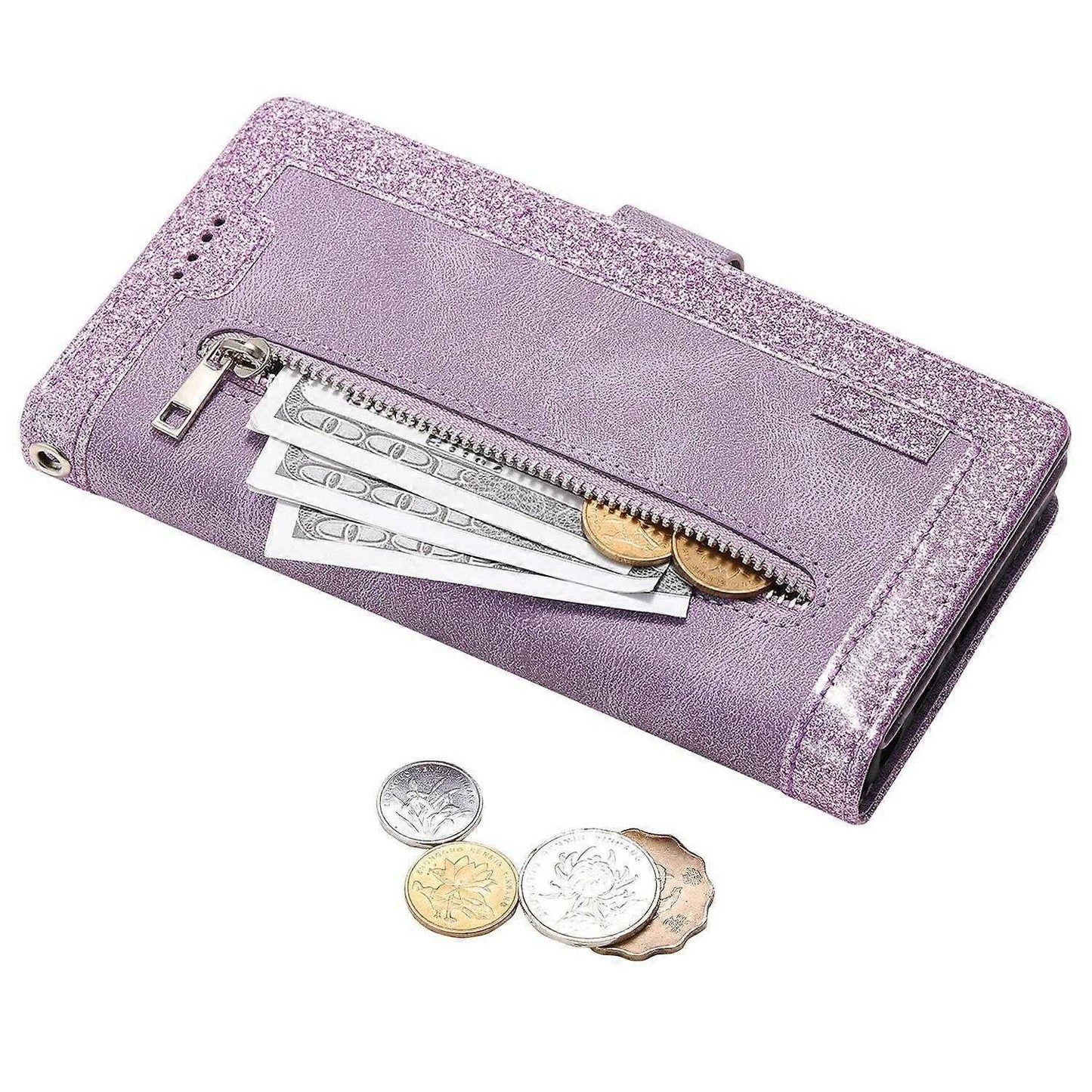 Samsung Galaxy S25 Ultra Mobile Case PU Leather Phone Cover with Zipper Wallet 9 Card Slots - Perfect Style F Style F