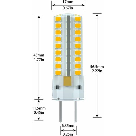 GY6.35 LED bulb, LED G6.35 12V, 7W halogen bulb equivalent to 50W, warm white 3000K, 360° beam angle, for cabinet lighting, non-dimmable (2-pack)
