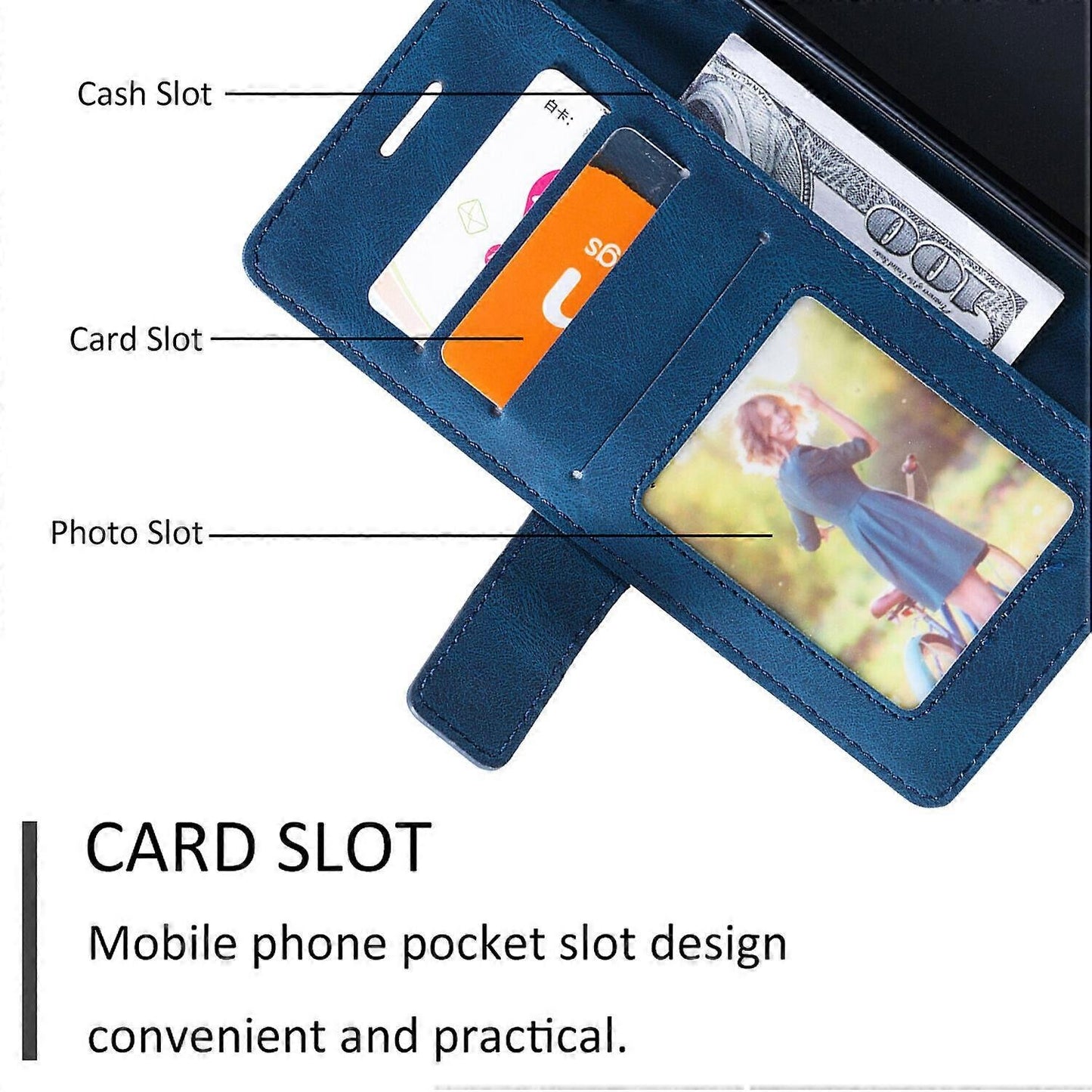 Case Compatible with iPhone 11 Leather Magnetic Folio Case with Card Holder Compatible with iPhone 11- Perfect Blue-max Blue