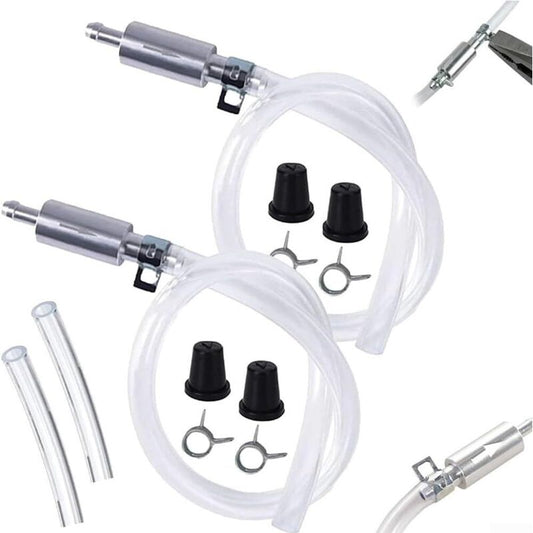Professional Brake Bleed Tool Set with Check Valve and Metal Hose Clamps for Vehicle Hydraulic Brake System Service Kit Silver