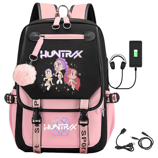 K-Pop Demon Hunters Anime School Backpack Cute Cartoon Bag for Students rosa_tfrf pink 10