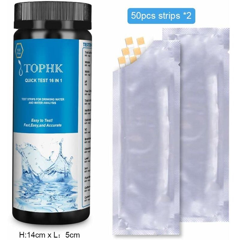 Drinking Water Test Kit 16 in 1 Drinking Water Test Sticks Water Test Kit for Home Water Quality Testing Simple Quick Test - 100 pcs