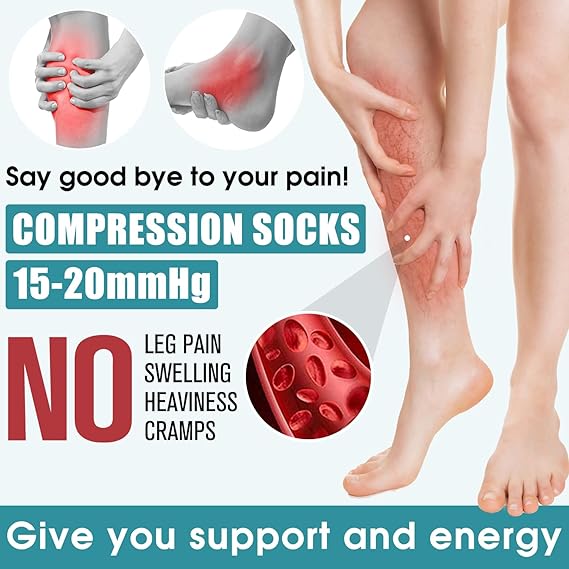 Warm Compression Socks for Women and Men, Improved Circulation (6 Pairs) - Graduated Support Socks for Running, Sports, S/MS\/M