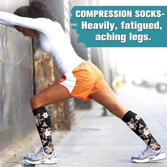 Warm Compression Socks for Women and Men, Improved Circulation (6 Pairs) - Graduated Support Socks for Running, Sports, S/MS\/M