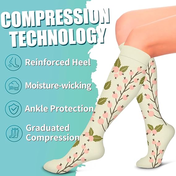 Warm Compression Socks for Women and Men, Improved Circulation (6 Pairs) - Graduated Support Socks for Running, Sports, S/MS\/M
