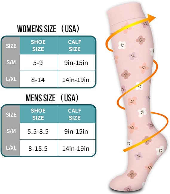Warm Compression Socks for Women and Men, Improved Circulation (6 Pairs) - Graduated Support Socks for Running, Sports, S/MS\/M