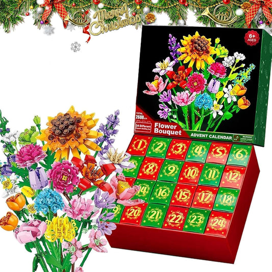 2025 Flower Bouquet Building Blocks Christmas Advent Calendar 24 Days-XY- Sunflower