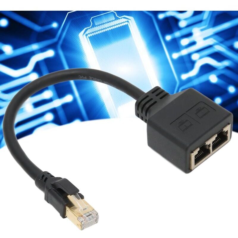 RJ45 Splitter Adapter, 1 to 2 Port RJ45 Network Ethernet Adapter Splitter, CAT8 Network Cable Splitter Adapter for Home Office,