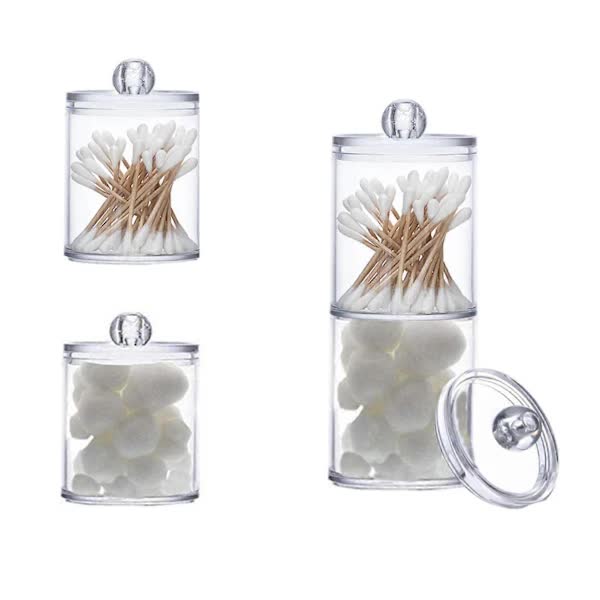 Sophisticated Crystal Glass Apothecary Jars for Bathroom Accessories, Clear Glass Container with Removable Lids for Vanity Organizers, Decora