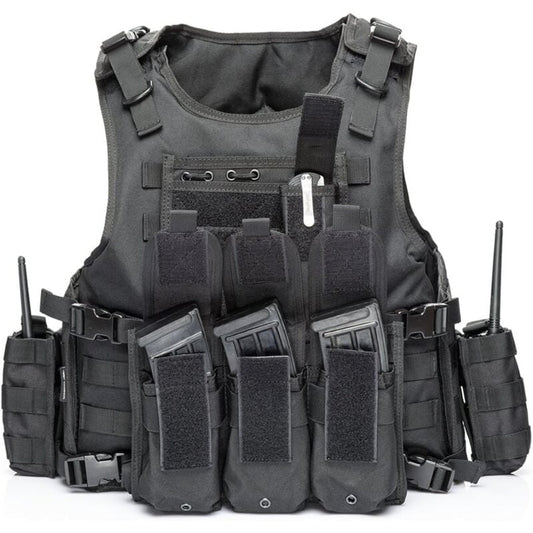 Tactical Vest, Adjustable Plate Carrier for Army, Police, Black