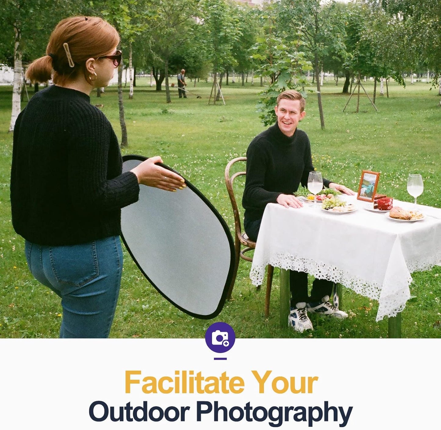 60 x 90 cm Light Reflectors 5-in-1 Photo Foldable Photo Reflector Large Oval Portable Foldable Light Reflector, with Carrying Bag