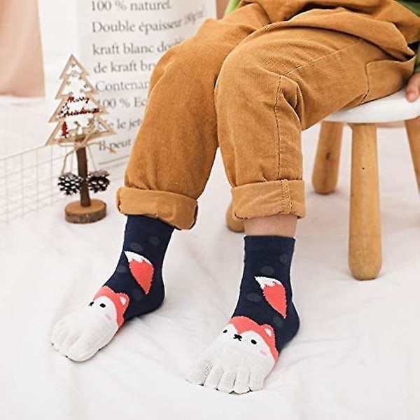 Galaxy Toe Socks for Children 5 Pairs Cartoon Animal Pattern Five Finger Socks 3-7 Years Color 2_MGF