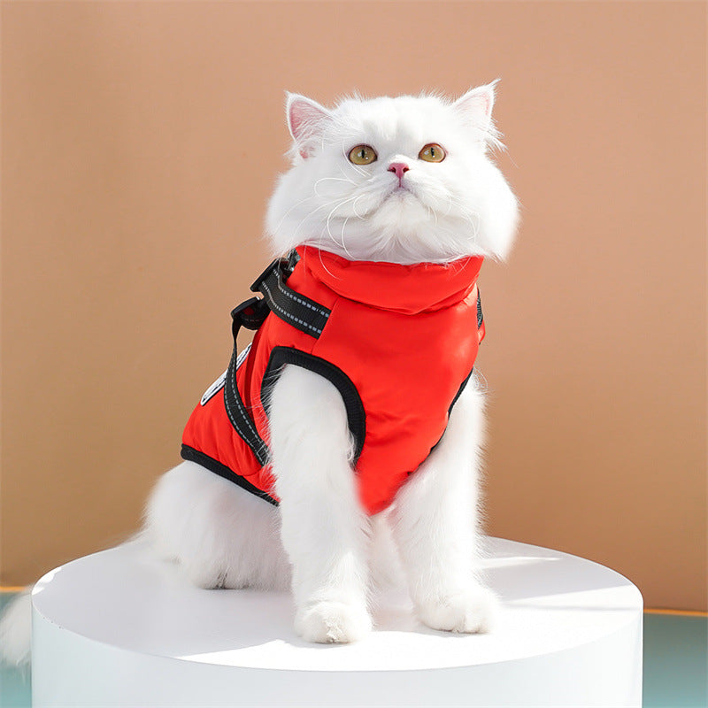 Winter jacket for dog with harness, waterproof dog jacket with zipper and fleece pink Pink XL