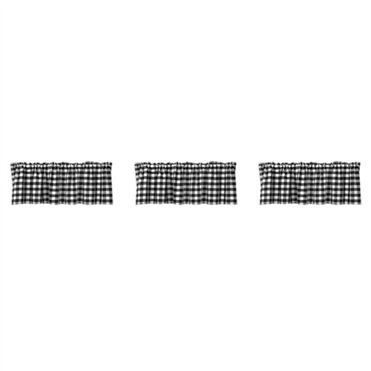 Black & White Checkered Kitchen Curtain, Farmhouse Style, 3-Pack, Window Decoration