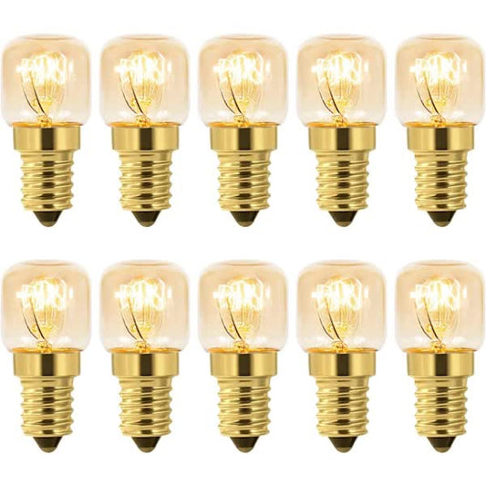 10-pack Dimmable E14 Oven Light Bulb, Edison E14 T22, Withstands up to 300 degrees, 2700K Warm White, 160LM, AC 220V