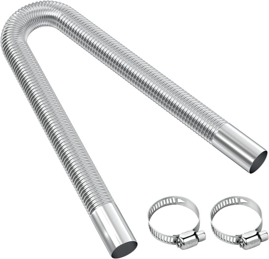 Exhaust pipe for parking heater, 60 cm stainless steel exhaust pipe car exhaust pipe with 2 stainless steel clamps for diesel heater_sai 60cm