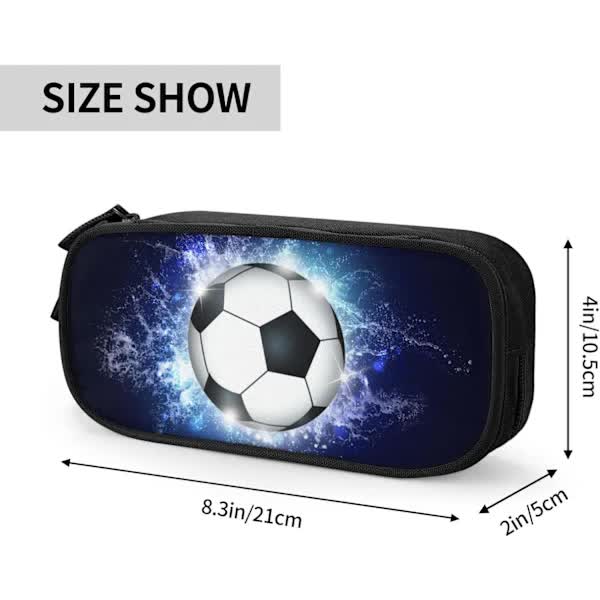 NA/Blue sports pencil case with soccer theme, spacious and durable pencil case with zippers, soccer pencil case Soccer Blue Soccer,y
