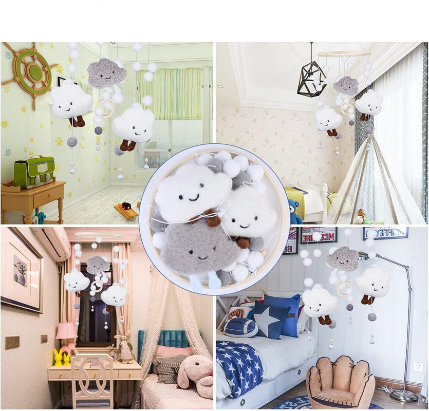Baby Mobile Music Box, Safe Baby Crib Mobile Hanging Pendant Music Box Bedside Clock Grey_yux Gray