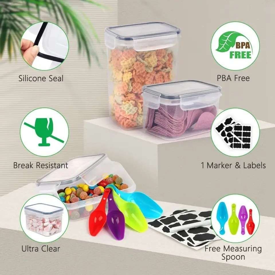 24-Pack Airtight Storage Containers for Organized Pantry, Transparent with Labels