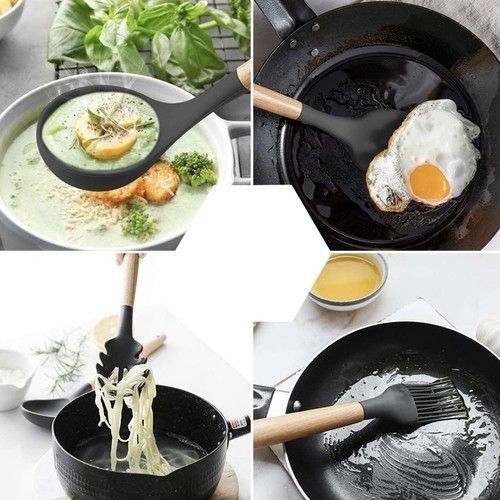 12pcs Black Heat Resistant Silicone Kitchen Utensils Set