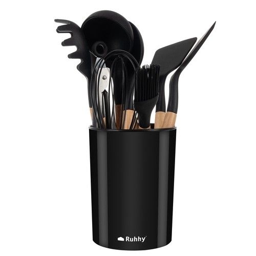 12pcs Black Heat Resistant Silicone Kitchen Utensils Set