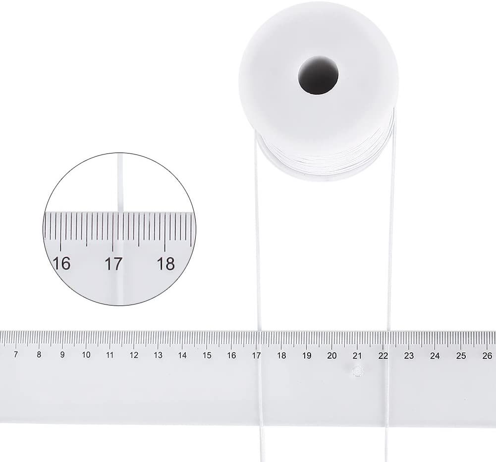 50m White Nylon Covered Elastic Thread, 0.6mm