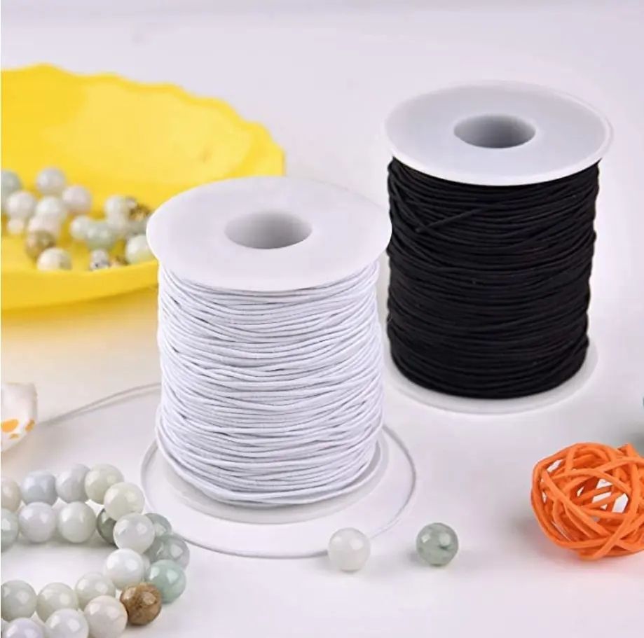 50m White Nylon Covered Elastic Thread, 0.6mm