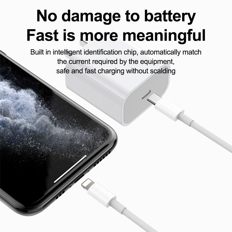20W Fast Charger with USB-C to Lightning Cable 2m, White, Compatible with iPhone