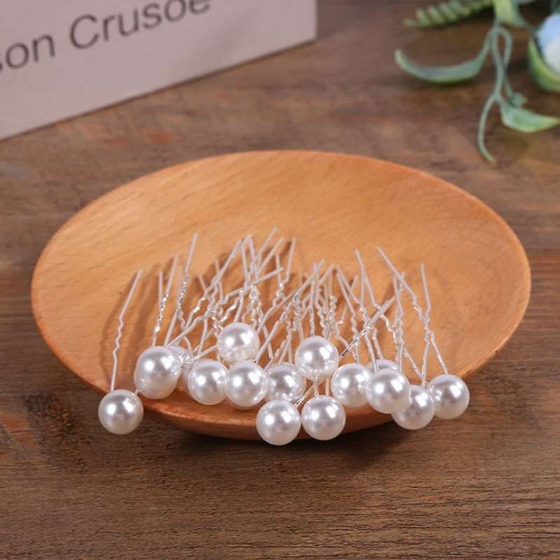 20 Pcs Wedding Hairpins with Pearls in White