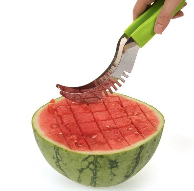 Stainless steel melon cutter watermelon slicer, silver