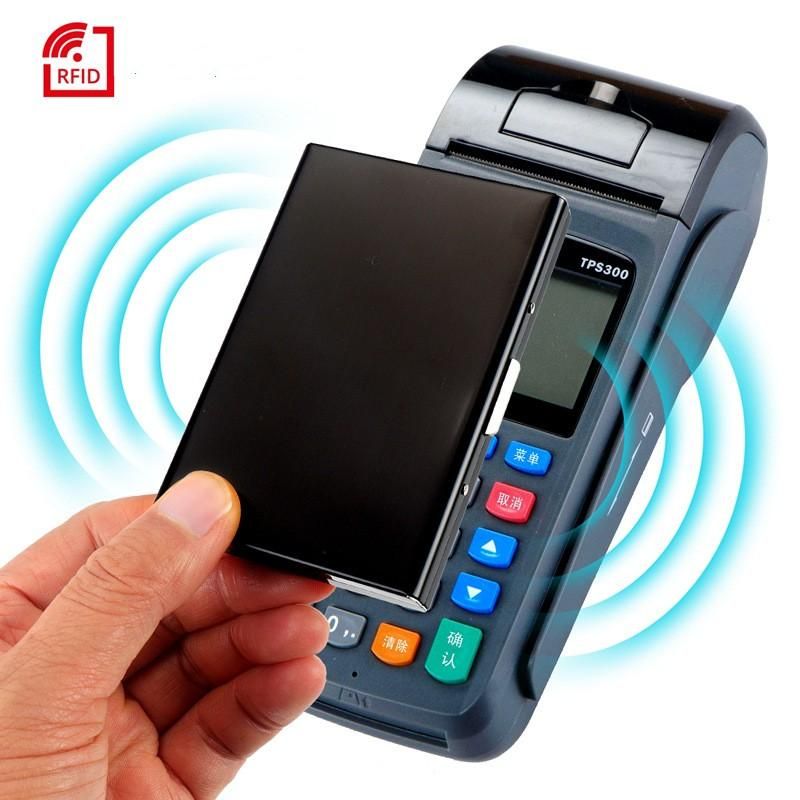10-Card Slot RFID Protected Metal Wallet, Stainless Steel Card Holder with Compartments, Black
