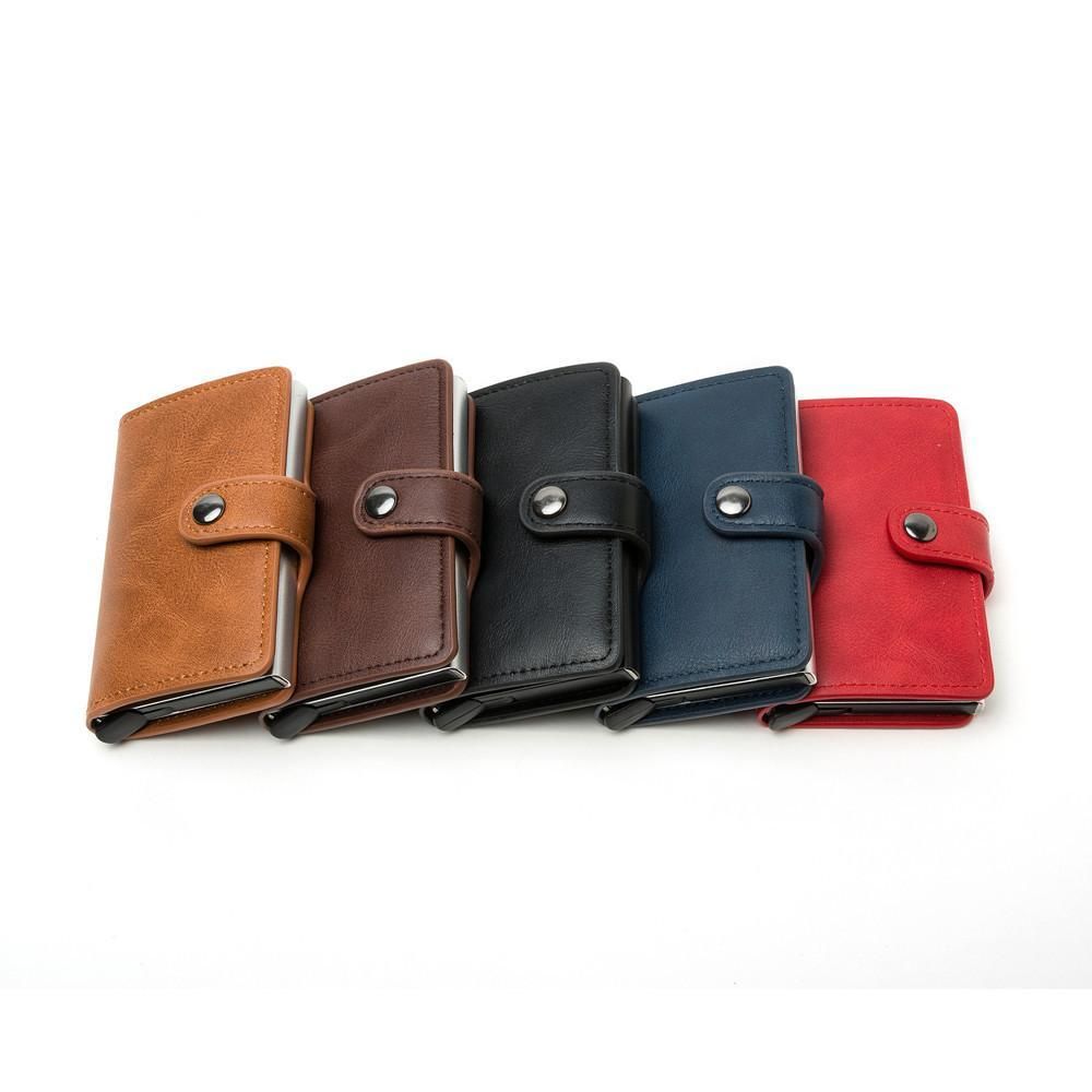 5 Cards Wallet Card Holder with RFID NFC Protection, Light brown