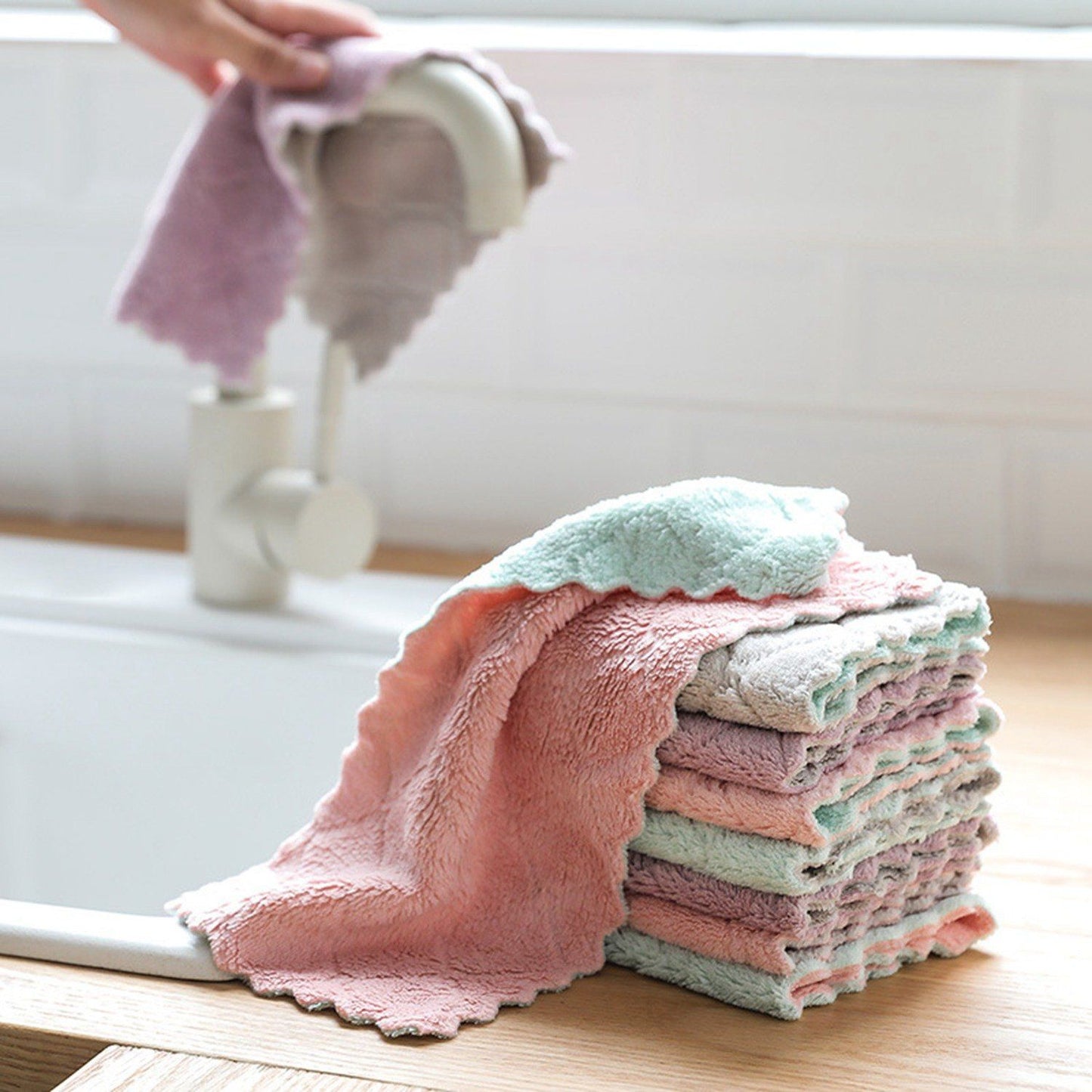 2pcs Microfiber Cloth, Super Absorbent Dishcloth