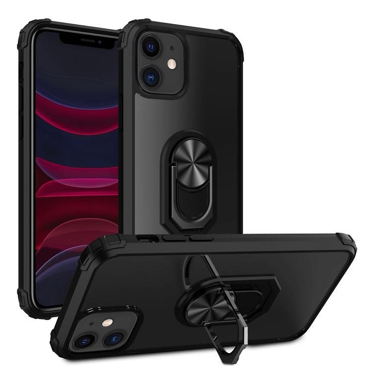 iPhone 12 Silicone Shockproof Cover, Black Transparent, Compatible with iPhone 12 Pro