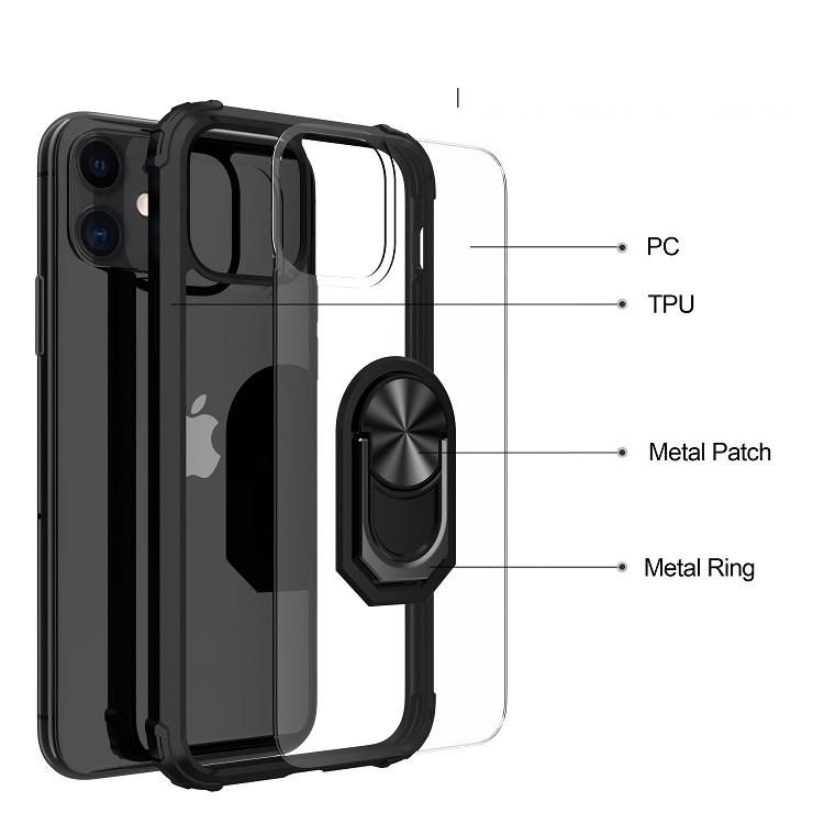 iPhone 12 Silicone Shockproof Cover, Black Transparent, Compatible with iPhone 12 Pro