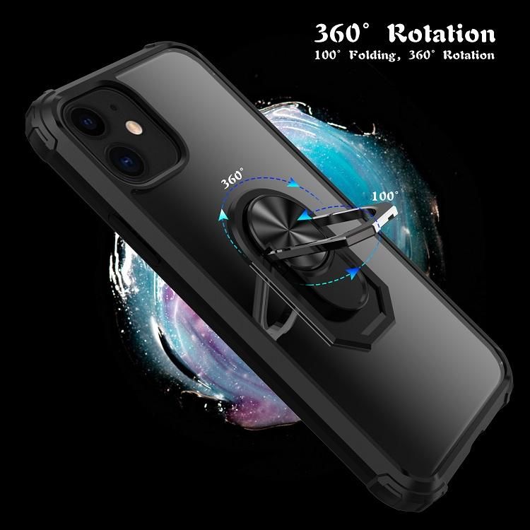 iPhone 12 Silicone Shockproof Cover, Black Transparent, Compatible with iPhone 12 Pro