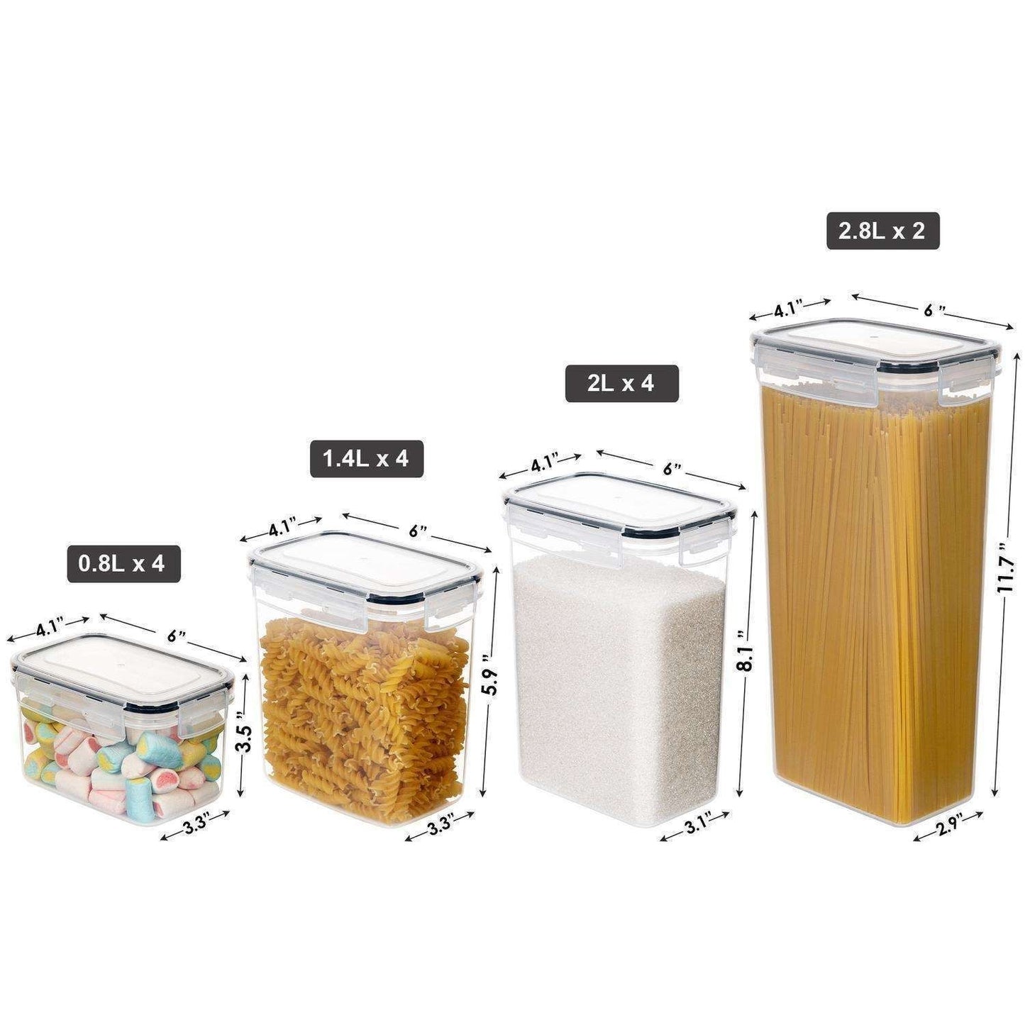 14-Pack Airtight Storage Containers for Organized Pantry, Transparent