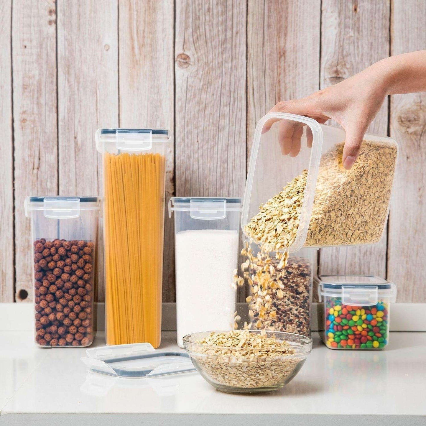 14-Pack Airtight Storage Containers for Organized Pantry, Transparent
