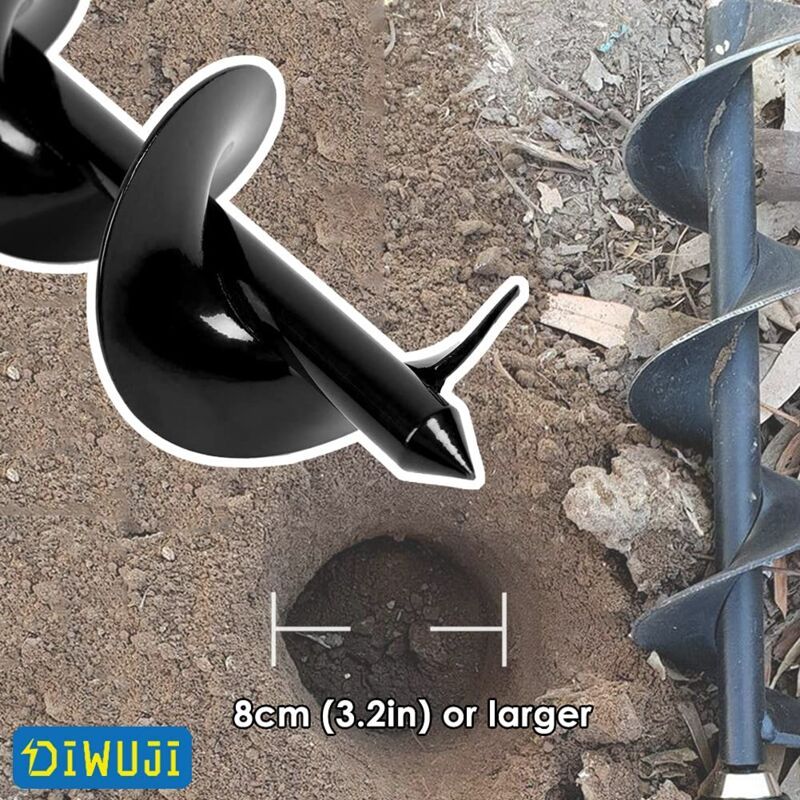 Garden Auger Drill Bit Stainless Steel Hex Shank Planting Tool for Flowers Trees and Shrubs, 8 x 25cm