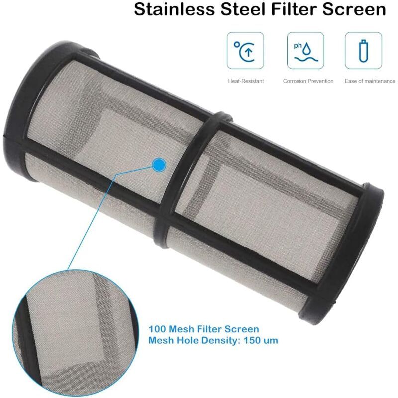 Water Pump Inline Filter with 100 Mesh Stainless Steel Strainer for Garden Watering, 0.75 Inch