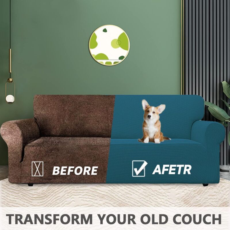 Stretch 2 Seater Sofa Cover with Armrests Dark Green Pet Furniture Protector, 145 to 178cm Width