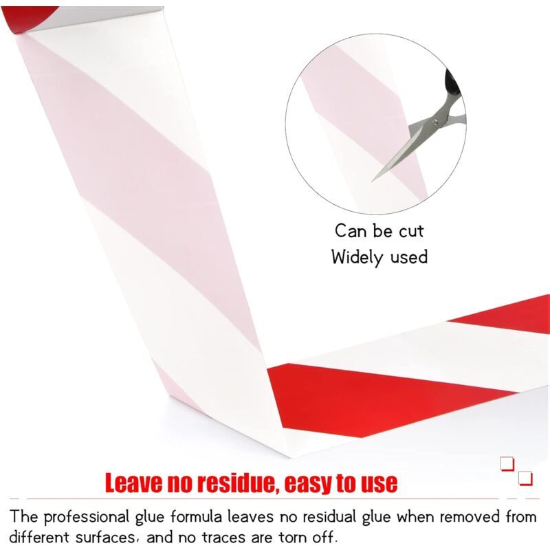 Adhesive Warning Tape for Floor Marking Safety Red and White Stripes, 4cm x 16m