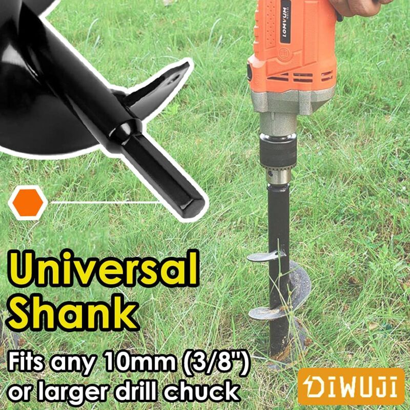 Garden Drill, Stainless Steel Hex Shank, Thermal Auger, Digging Holes Cultivate Deeply, Planting Tool for Flower Planting Trees Shrubs, Dia, L, 18cm