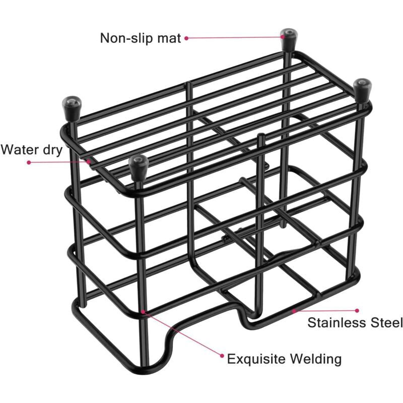 Toothbrush Holder, Small Stainless Steel Toothpaste Holder, Bathroom Accessories Organizer, Black